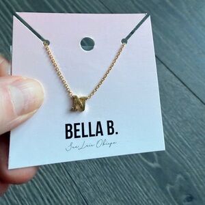Gold Initial Charm Necklace "N"